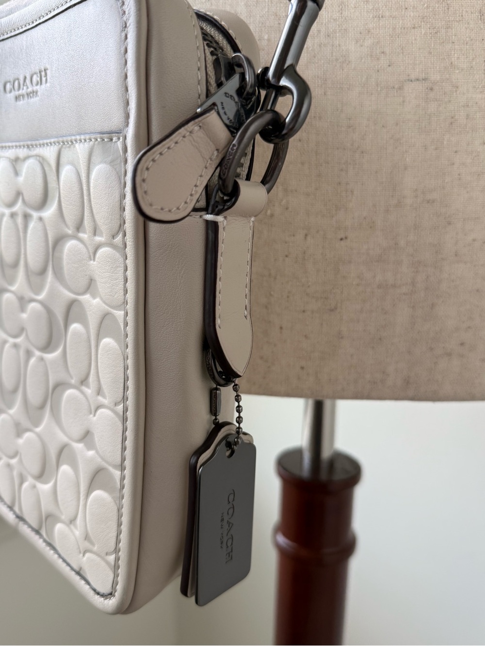 Coach Sullivan Crossbody Bag in White with Embossed Signature - Picture 8 of 10